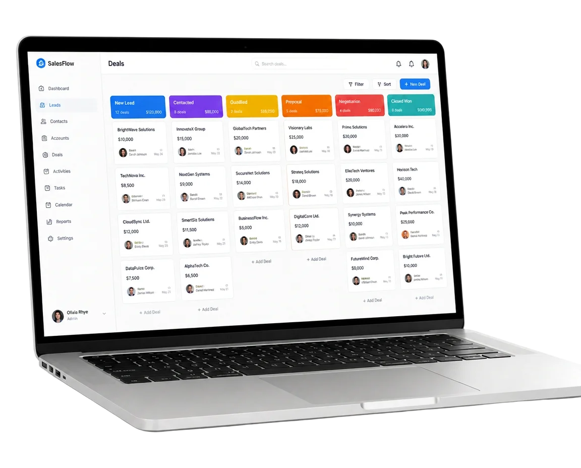 Painel Kanban da Secretária Pro em um notebook
